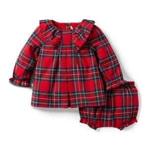 Janie and Jack Plaid Ruffle Matching Set
